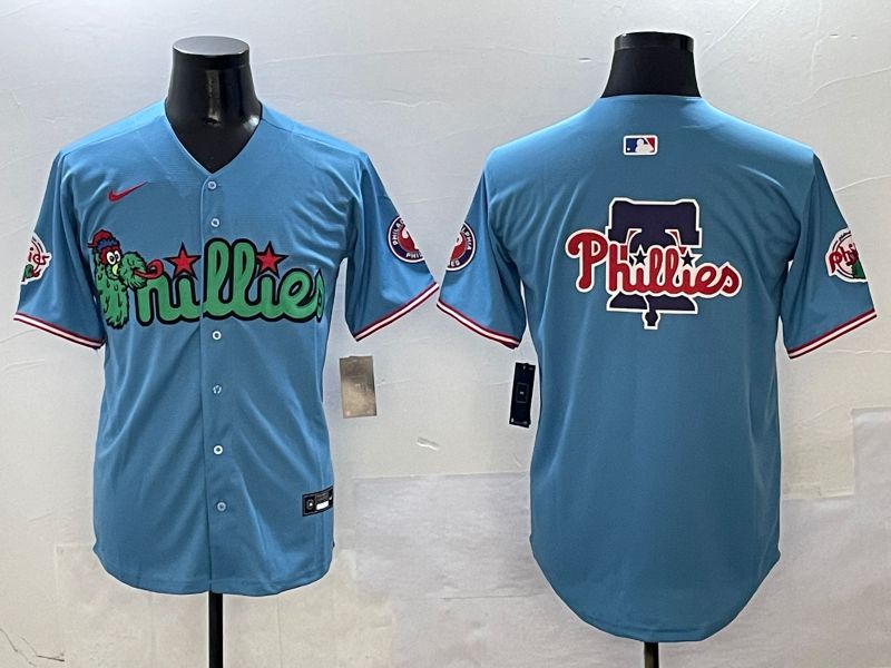 Men Philadelphia Phillies Blank Light Blue three generations Joint Name 2025 Nike MLB Jersey style 4